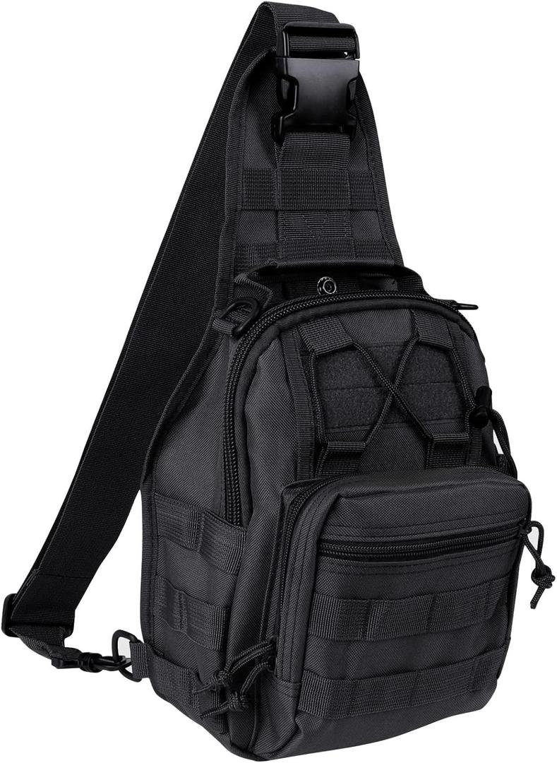 Qcute Tactical Backpack, Waterproof Military Cross-body Molle Sling Shoulder Backpack Chest Bag for Outdoor Every Day Carry