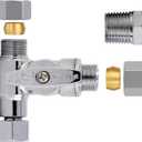 KAINGA Tee Stop Valve, 3/ 8" × 3/ 8" × 3/ 8" or 1/ 2" Toilet T Connector, Angle Stop Add-A-Tee Valve, Quarter-Turn Shut-Off Valves for Washlet Bidet, Handheld Sprayer, Toilet Tank, Kitchen, Lead-Free