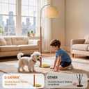 G-SAFAVA 62.5" Real Wood Floor Lamp for Living Room with Foot Switch Gold Arc Standing Tall Lamps for Bedroom Mid Century Modern Floor Lamps for Office Nursery Industrial Corner Reading Room Light
