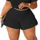 Doweha Womens Two Piece Short Sets for Summer Cute 2 Piece Outfits 2026 Casual Short Sleeve Crop Top And Shorts Matching Sets (3X-Large, Black)