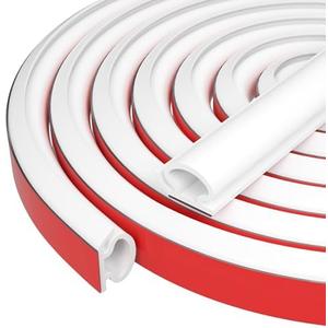 Silicone Weather Stripping Door Seal Self Adhesive Door Weather Stripping Weather Strip Door Seal Strip D Shaped Weatherstripping Door Insulation for Door/ Window (White, 2/ 5"(W)×1/ 4"(T)×23FT(L))