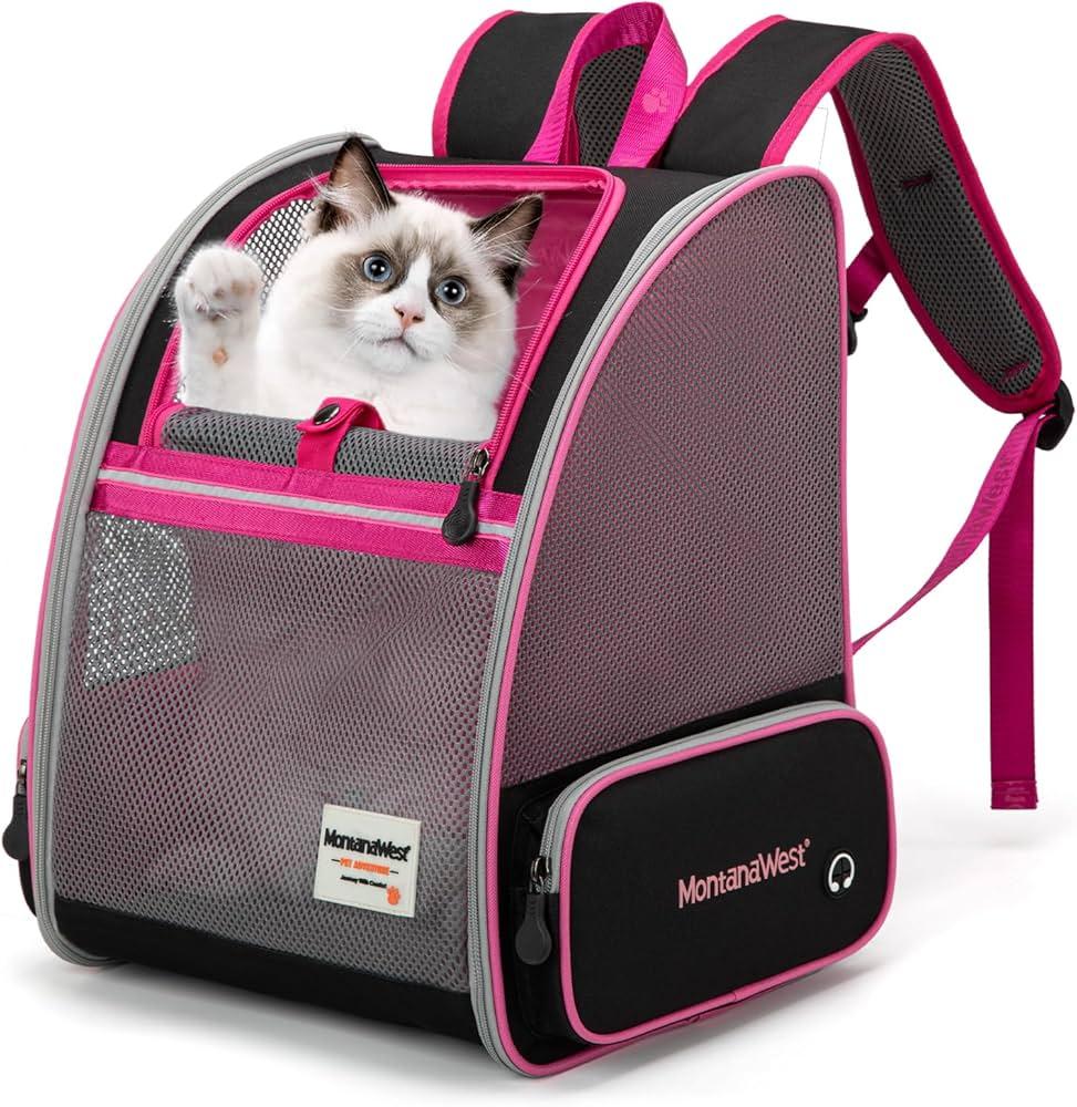 Montana West Cat Carrier Backpack for Small Medium Dog & Puppies with Breathable Mesh for Hiking Camping Backpack