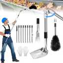 11.8FT Gutter Cleaning Tools from the Ground, Adjustable Length Gutter Cleaning Pole with Gutter Scoop, Gutter Brush, Gutter Rake, Efficient Gutter Cleaner for Leaves, Twigs & Debris