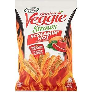 Sensible Portions Veggie Straws, Screamin' Hot Flavor, Gluten-Free Chips, 6 Ounce Bag, 6-Pack, Best Before: 12/MAY/26