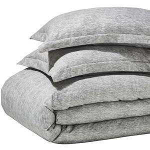 Superior Melange Flannel Cotton Duvet Set, Ultra-Soft Textured Duvet Cover, Modern, Farmhouse Bedding, Basics, Comforter or Duvet Insert Cover, with Pillow Shams, Full/Queen, Charcoal