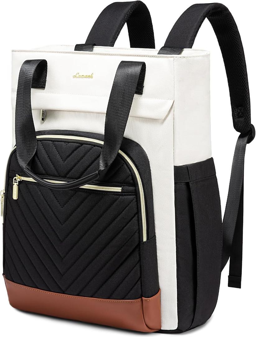 LOVEVOOK Laptop Backpack for Women, 17 Inch Work Laptop Bag Teacher Nurse Backpack, Wide Open Travel Backpack Purse Convertible Business Computer Tote Daypack, Black
