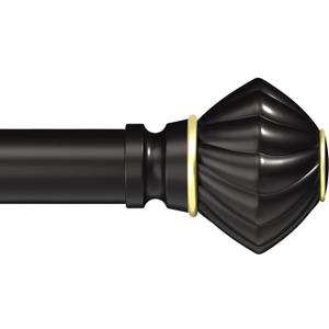 Curtain Rods for Windows 48 to 84 inches, 1 inch Diameter Adjustable Length Black Curtain Rod for Bedroom Living Room Decorative Curtain Rod Set with Brackets