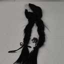 Long Black Braided Costume Wig Black Pigtails Wig 27.5'' Synthetic Hair + Net Cap for Women Halloween Daily