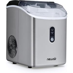 Newair Nugget Countertop Ice Maker Machine | 26 lbs. | Sonic Ice Maker in Stainless Steel, Self-Cleaning Function, Refillable Water Tank, Perfect Canes Ice for Kitchens, Offices, Home Coffee Bars