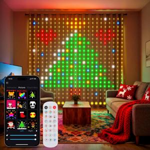 LED Curtain Light, 400 LEDs, Smart RGB+IC Color Changing Holiday Wall Lights, 3.3x3.3ft Indoor Dynamic DIY LED String Lights, APP Remote Control, For Bedroom, Living Room, Window Decor, Party, Wedding