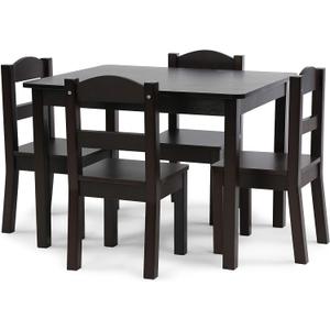 Humble Crew Kids Wooden Table and 4 Chairs Set, Espresso - Kids Table and Chair Set for Toddlers and Children for Arts, Crafts, and Snack Time - Sturdy, Durable Toddler Activity Table