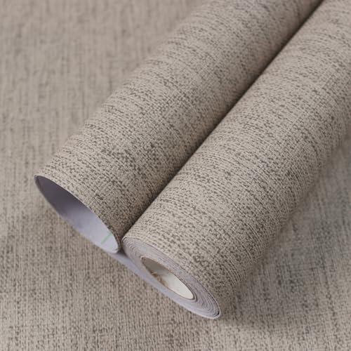 WADILE Grasscloth Peel and Stick Wallpaper 15.7in x 787.4in, Textured Contact Paper for Cabinets, Faux Linen Wall Paper Pull and Stick, Fabric Vinyl Wallpaper Self Adhesive Gray Yellow