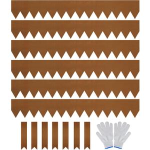 Worth Garden 6-Pack Pre-Rusted Cor-Ten Steel Landscape Edging - 40" L x 6" H Each (20ft Total) - No-Dig Hammer-in Heavy Duty 14-Gauge Metal Edging Border w/ 7 Clips & Gloves - Edge for Lawn Yard