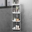 ODesign 4 Tier Corner Shower Caddy,Corner Shower Shelves for Living Room Bedroom Bathroom,Shower Table,Plastic Metal Splicing Ground Cabinet Storage Rack,10.8 x 10.8 x 44.6 inches White-Rustproof