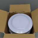 bUCLA 200PCS Silver Plastic Plates - 6.25inch White with Silver Trim Disposable Salad/Dessert/Appetizer/Small Cake Plates - Ideal for Wedding & Party