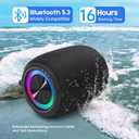 Portable Bluetooth Speaker, BT5.3 Wireless Speaker 20W Bass Diaphragms with Multi LED Light Dynamic Modes, IPX6 Waterproof 16H Playtime supports FM Mode, TF, USB for Home, Cycling, Outdoor, Beach