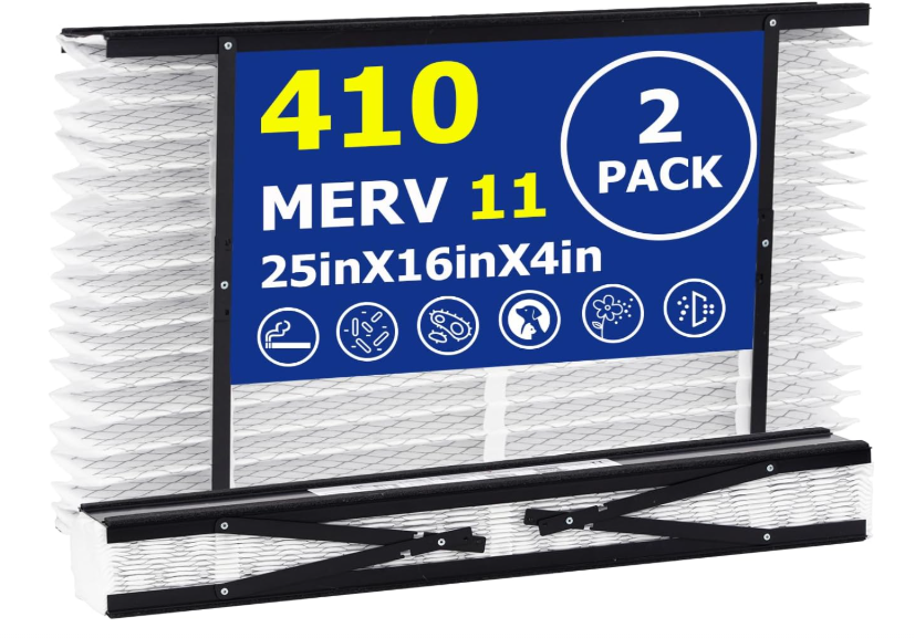 2 Pack 410 Replacement Filter Compatible with AprilAire Whole House Air Purifier 1410, 1610, 2410, 2416, 3410, 4400, MERV 11 Filters, Actual Size: 28"x16"x4", Nominal Size: 25x16x4