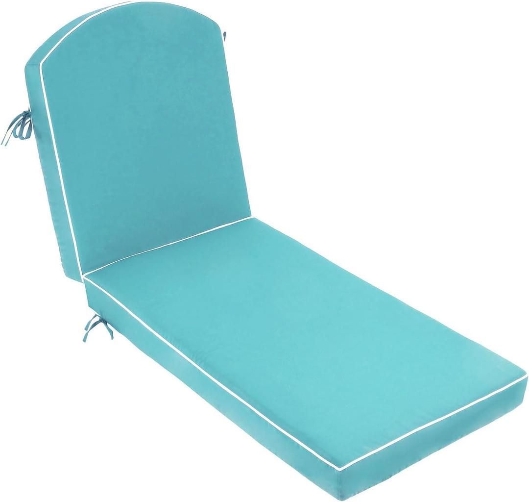 80 x 26 inch Outdoor Chaise Lounge Cushion Extra Wide High-Water Resistant 3" Resilience Foam Lounge Chair Cushion with 4 Ties for Patio Pool
