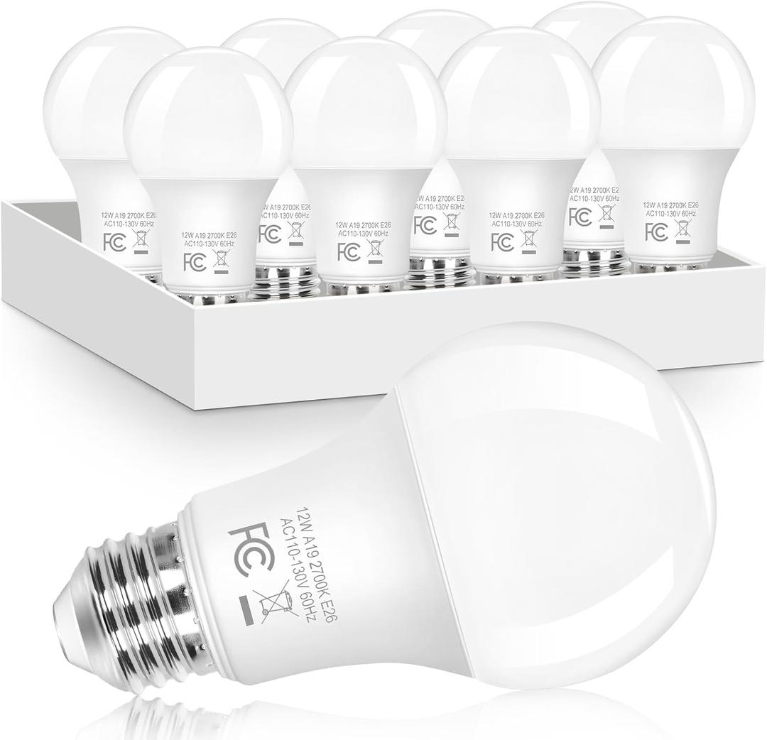 Brightever A19 LED Light Bulbs, 100 Watt Equivalent e26 dimmable led Bulb, Energy Efficient 12W, Soft White 2700K, 1100 Lumens, A19 LED Bulb for Bedroom Living Room Home Office Lamp, 8-Pack