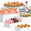 Large Size Buffet Risers, Food Risers for Buffet Table, Display Stand Shelf for Catering Dessert Collectibles Jewelry Figures Show, Acrylic Cube Display Nesting Risers