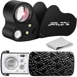 JARLINK 2 Pack Jewelers Loupe, 30X 60X 90X Illuminated Jewelers Eye Magnifier and Magnifying Glass Loop with UV Black Light and Bright LED Light for Gems, Jewelry, Diamond, Coins, Stamps (Black)