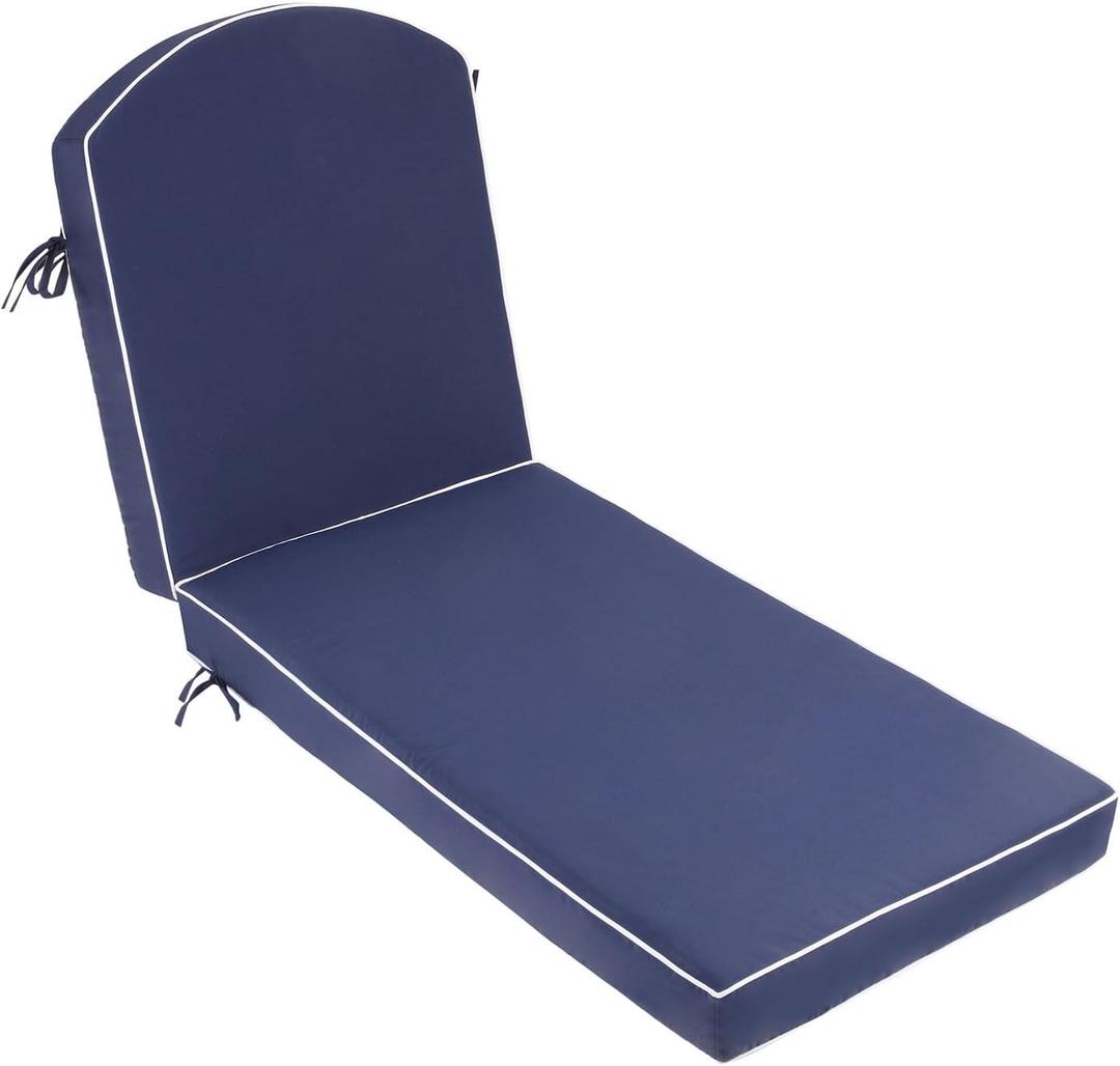 80 x 26 inch Outdoor Chaise Lounge Cushion Extra Wide High-Water Resistant 3" Resilience Foam Lounge Chair Cushion with 4 Ties for Patio Pool
