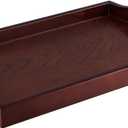 MDLUU Plastic Serving Tray, Ottoman Tray with Cutout Handles, Rectangle Butler Tray for Breakfast in Bed, Coffee Table Decor, Party (Cherry) (16.3" x 10.6" x 1.3", Red Brown)