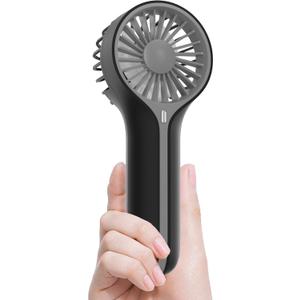 Lerat Mini Personal Fan Handheld, Small Portable Handheld Fan, Battery Operated, USB Rechargeable Face Makeup Lashes Desk Fan with Base, for Kids, Girls, Women, Men, Indoor (Black)