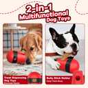 BABORUI 2 in 1 Dog Treat Toy, Bully Stick Holder & Interactive Treat Dispensing Toys to Keep Them Busy, Adjustable Dog Chew Bones Holder Puzzle Feeder for Puppy/Small/Medium/Large Dogs (Red)