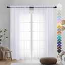 OVZME 2 Panels Sheer White Curtains 72 Inches Length Window Treatment for Kitchen, Elegant Airy Transparent Curtain Draperies Rod Pocket for Kids Living Room, Each 42 Width 72 Length
