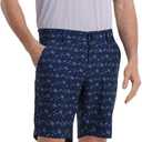 M MAELREG Golf Shorts Men Print Quick Dry 9" Stretch Lightweight Water-Resistant Flex Flat Front Fashion Mens Shorts Casual (Dark Navy Hawaii Club)