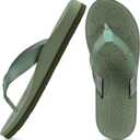 ONCAI Women's Flip Flops Comfortable Arch Support Yoga Mat Summer Beach Walking Thong Cushion Sandals Ladies Outdoor Vacation Essentials Slide Shoes Rubber Soles US (Green, 9.5)