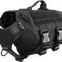 ICEFANG GN3 Tactical Dog Harness with 6X Buckle,Dog Molle Vest with Handle,3/4 Body Coverage,Hook and Loop Panel for ID Patch,No Pulling Front Clip (M (25"-31" Girth), Black)