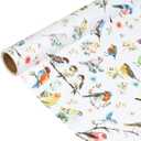 Pineraap Birds Wrapping Paper Roll - Colorful Floral Watercolor Bird Theme Gift Wrap for Birthday, Wedding, Party Decor, 17Inch x16.4Feet