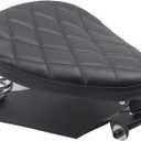 YHMOTO Motorcycle Solo Seat with Spring Base Black Diamond Leather Motorcycle Seat For Harley Yamaha Kawasaki Suzuki Sportster Bobber Chopper (001)