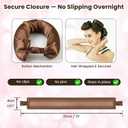 Heatless Curls Overnight, Heatless Hair Curler Set Satin with Button Closure 4 Hair Rollers for Women + Satin Hair Bonnet for Sleeping, Flexi Rods Blowout Rods for Long Hair (A - BROWN)
