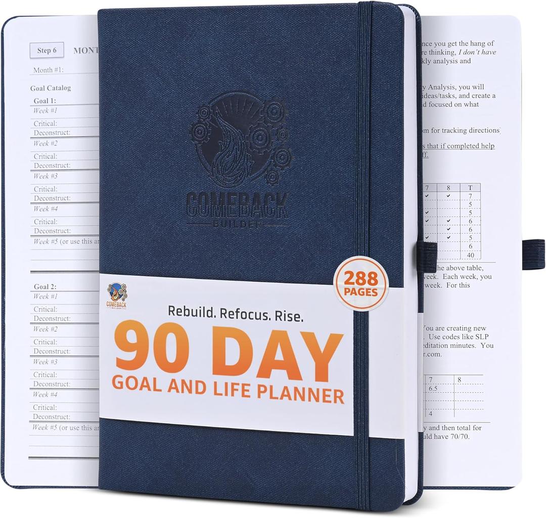90 Day Goal Planner and Life Planner to Reclaim Your Purpose. Undated Daily, Weekly, Monthly Habit Tracker, Gratitude Journal, 10 Productivity Tools in One for Men & Women Ready to Rise Again