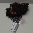 Aisaide Headband Wrap Wigs for Black Women,Synthetic Short Afro Kinky Curly Black Wig with Bangs 2 in 1 Afro Headwrap Wig with Headband Attached Dark Brown High Puff Ponytail (Colourful Turban-2#)