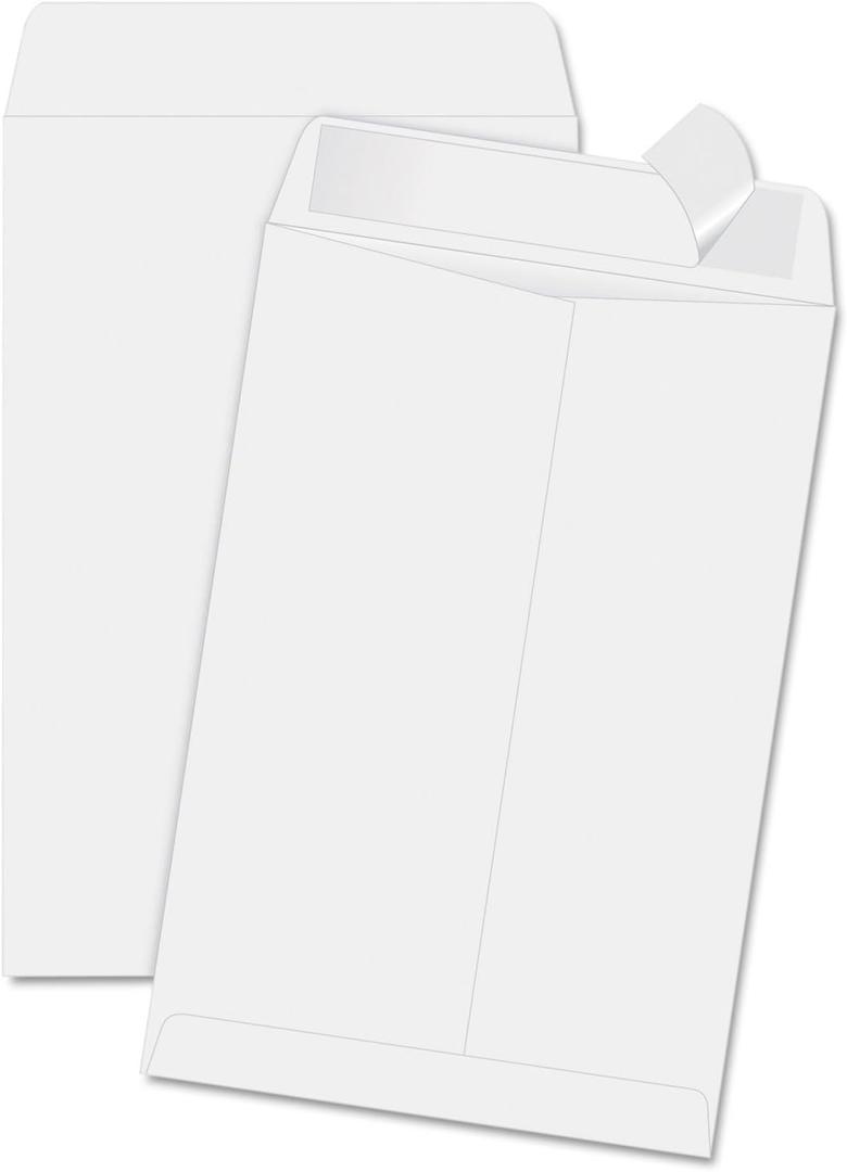 Quality Park 6-1/2 x 9-1/2 Catalog Mailing Envelopes, Redi-Strip Self Seal Closure, 28 lb White Wove Paper, 100 per Box (QUA44334)