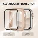 Thin Slim Band and Case Compatible for Apple Watch Bands Women Men 40mm 44mm 42mm 46mm 41mm 45mm, Silicone Sport Strap Cover and Screen Protector for iWatch Series 11/10/9/8/7/6/5/4/SE 3 (Milk Tea)