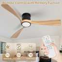 52inch Ceiling Fan with Lights,Wood Flush Mount Ceiling Fans with Remote Control,Dimmable Light,3 CCT,6 Speeds,Noiseless DC Motor,Ceiling Fan for Bedroom,Living Room,Office,Indoor,Natural Wood
