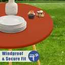 Moosfor Round Spandex Tablecloth, Elastic Fitted Waterproof Tablecloths for 31"-35" Tables, Stretch Washable Picnic Table Cover for Camping, Dining, Indoor and Outdoor, Rust