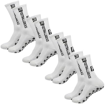 TONGXiNHUA and three Chinese characters Men's Athletic Rubber Grip Socks, Dotted Pattern, 4 Pairs