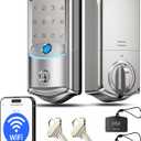 Veise VE027 Built-in Wi-Fi Smart Lock, Fingerprint Keyless Entry Front Door Lock, App Remote & Voice Control, No Hub Needed, Touchscreen Keypad Deadbolt, IP65 Waterproof, BHMA Grade 3, Satin Nickel