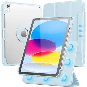 SPARIN Case for iPad A16 11th/10th Generation 2025/2022 (11"/10.9") with Pencil Holder, Magnetic Detachable Hybrid Stand, Portrait/Landscape Angle, Clear Protective Case, Auto Wake/Sleep-Blue