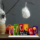 2 x Double-sided Halloween Table Decorations Thanksgiving Tiered Tray Decor Wooden Table Sign, Fall WICKED Party Trick Decoration Tabletop Centerpiece Turkey for Desk Tiered Tray shelf Decor