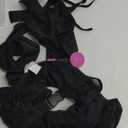 Avidlove Rave Outfits for Women Festival Sexy Lingerie Bodysuit Buckle Shrug Crop Top Set (Small, A-black)