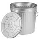 Gardenised Round Galvanized Steel 9 Gallon Trash Can with Lid and Handles Durable Metal Storage Bucket for Backyard Lawn Garden and Yard Use Weather-Resistant Garbage Can for Indoor and Outdoor