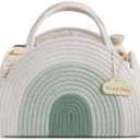 Blissful Diary Baby Diaper Caddy Organizer, Cotton Rope Diaper Caddy Basket, Large Storage Basket for Newborn Boys and Girls, Gift for Baby Shower List, Newborn Essentials, Mint Rainbow