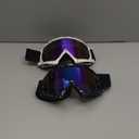 4Pcs Motorcycle Dirt Bike Goggles with Face Cover, Windproof Dustproof ATV Racing Ski Goggles Safety Glasses (Black White + Colorful Lens + Solid Mask)